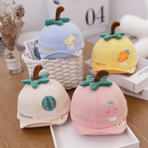 Baby Bucket Hats for Children Fruit Series Duck Tongue Cap Adjustable Cotton Infants Hat for Girls and Boys Soft Spring Baby Cap