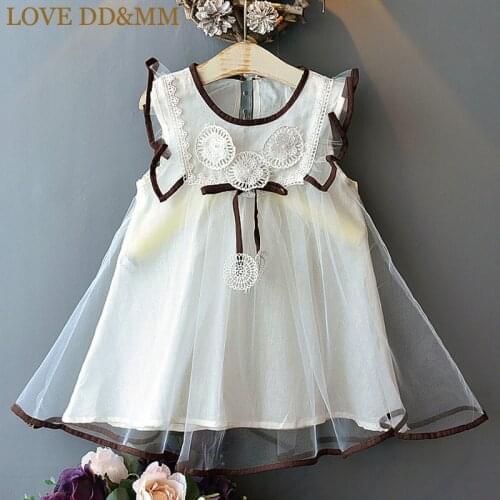 LOVE DD&MM Girls Dresses 2020 Summer New Set Girls Fashion Sweet Flowers Mesh Dress Petal Sleeve Vest Princess Dress