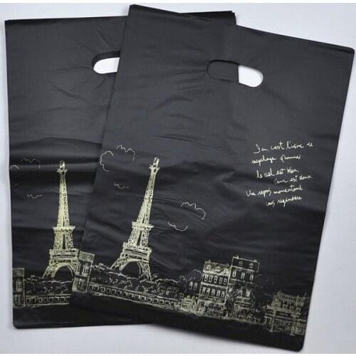 Black Eiffel Plastic bags Free ship 100pcs/lot 30X40cm shopping bags
