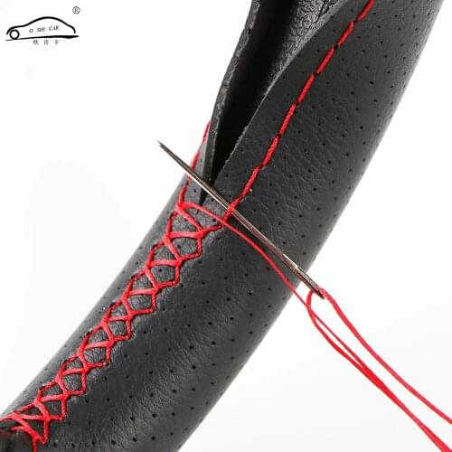 Durable ventilate Car Steering Wheel Cover With Needles and Thread /summer Micro Fiber Leather Steering-Wheel covers