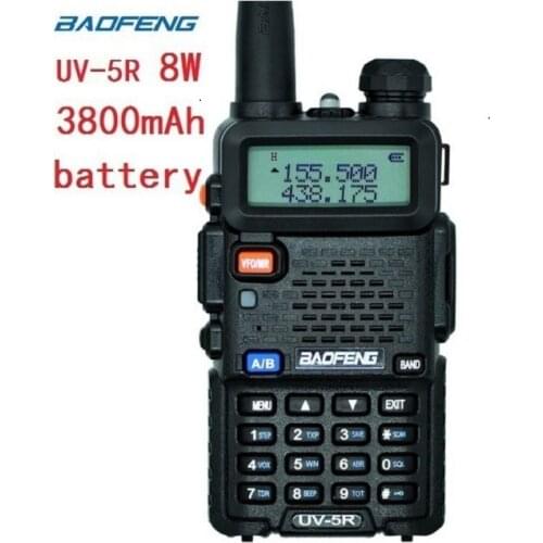 Baofeng uv-5r real 8W with 3800mAh battery Walkie Talkie CB radio communicador baofeng uv 5r 128 channels walkie-talkie