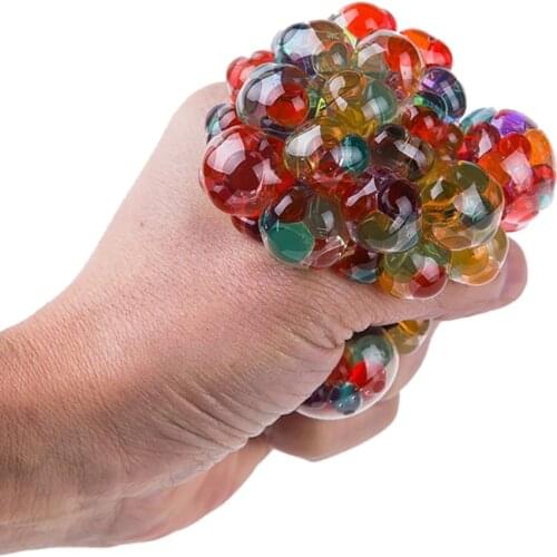 Rainbow Mesh Ball Stress Glowing Squeeze Grape Toys Anxiety Relief Stress Ball Adult Child Funny Anti-stress Pop It Fidget 2021