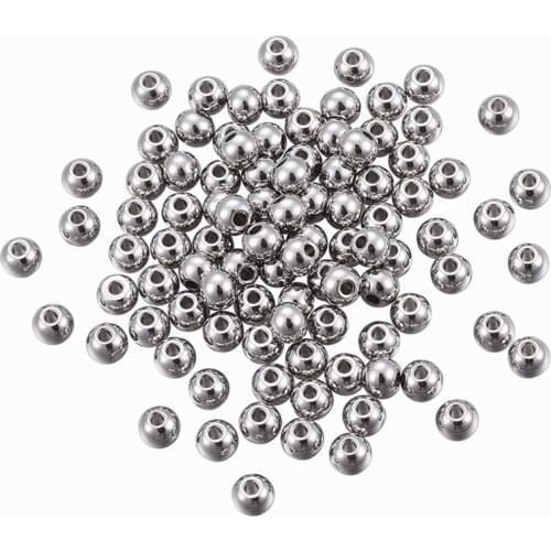 500pcs 304 Stainless Steel Bead Spacers Flat Round Loose Metal Beads with 2mm Hole for Jewelry Making Findings 4x3mm