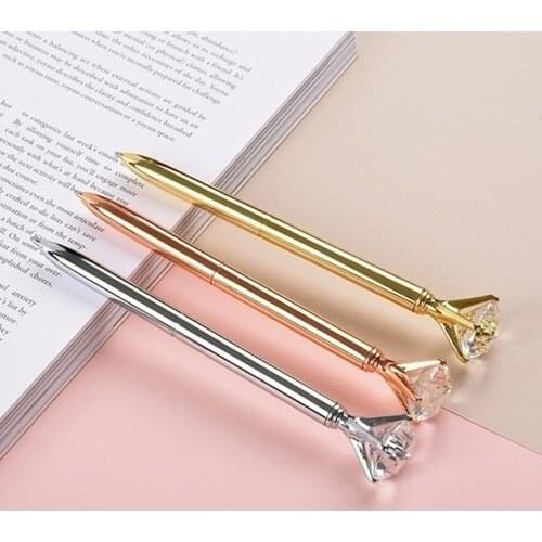 Luxury Portable Big Crystal Pen Diamond Ballpoint Pens Stationery Ballpen Home Office School Supplies