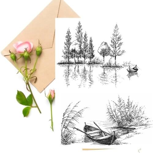 Tree / Boat Clear Stamps For DIY Scrapbooking Card Making Silicone Stamps Fun Decoration Supplies