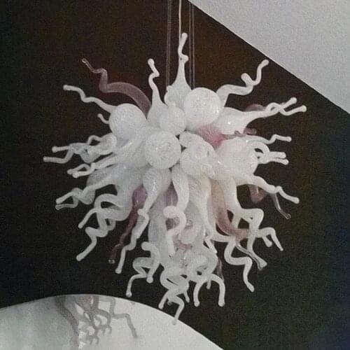 Modern Lamps Ceiling Decor White Color Murano Chandelier Mini Blown Glass Living Room Delicate Colors Contemporary Pendant Light