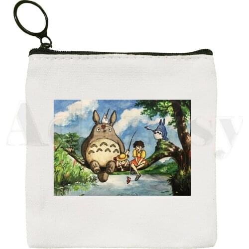 Totoro Studio Ghibli Kawaii Miyazaki Hayao Anime Coin Purse Illustration Key Case Simple Small Cloth Bag New Creative Coin Purse