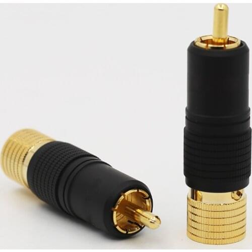 Hi-end Gold Plated Brass Screw Locking RCA Plug ,Audio Cable Speaker Connector, Lockable adjustable plug