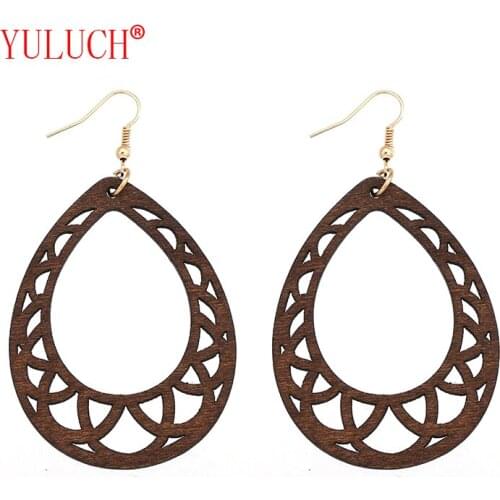 YULUCH Vintage Pop Jewelry Accessories for African Natural Wooden Drops Pendant Pendant Fashion Woman Earrings Gifts