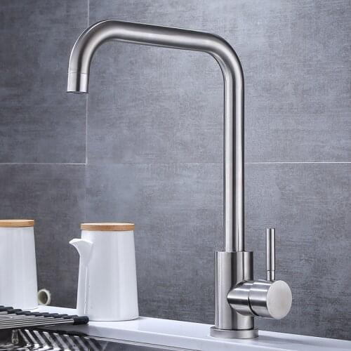 Zhangji Stainless 360 Degree Roating Hot and Cold Water Mixers Tap Kitchen Faucet Accessories Brushed Process Swivel Basin