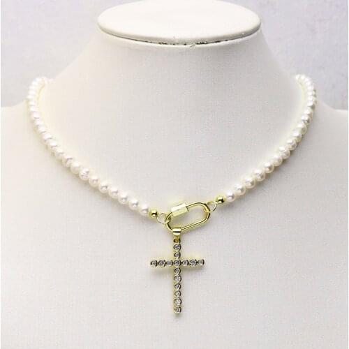 5 Strand pearl Necklace Cross pendant Necklace Jewelry pearl pendant necklace Women necklace fashion jewelry Gift 8331