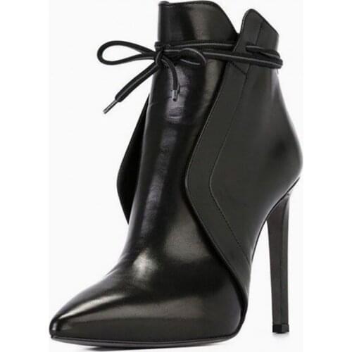 Winter for woman new fashion Cross tied Pointed toe shoes clear heels boots Stilettos heels zipper ankle boots 36-41