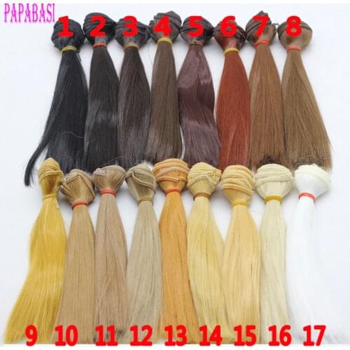 1pcs 20cm*100CM doll Wigs/hair refires bjd hair black gold brown coffee khaki white straight wig hair for 1/3 1/4 BJD diy