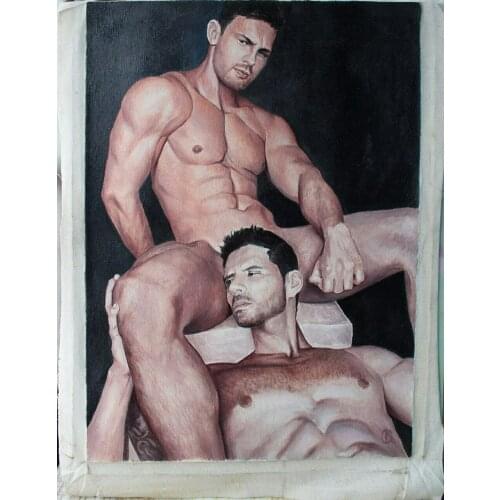 100%Handmade Oil Painting Hand Oil painting on canvas gay (handmade) nude me