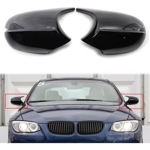 2pcs Gloss Black Car Side Rearview Mirror Cover Cap Shell ABS For BMW E90 3 Series 316i 318i 320d 330i 335i 2009 2010 2011