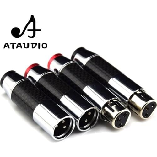 4pc ATAUDIO Hifi XLR Plug Hi-end Carbon Fiber Rhodium-plated XLR Cable Male and Female Connectors
