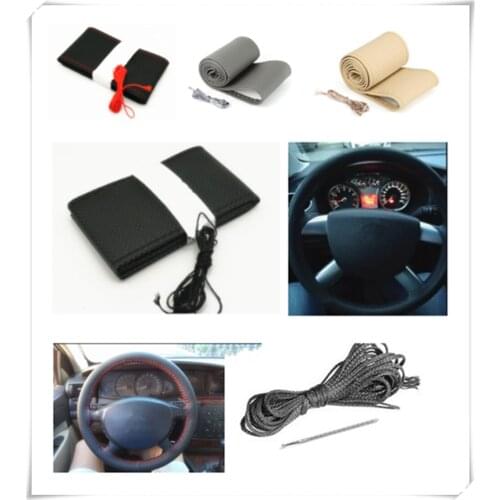 Auto parts soft fiber leather braided steering wheel cover for Fiat Freemont Doblo 695 FCC4 500e Viaggio Strada 500C