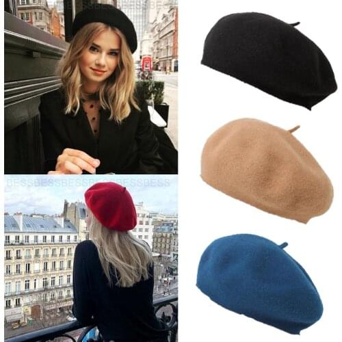 Winter Warm Soft Beret for Women Girls Beanie Hat Cap Flat Top Caps Hip Hop Knitted Cap Baggy Bonnet Accessories Womens Hat