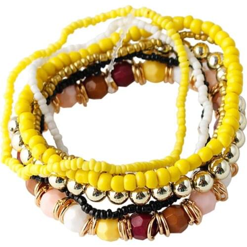 Bead Wristband Creative Multilayer Bead Colored Elastic Bracele Beaded Bracelet Bohemian Ethnic Bracelet For Women