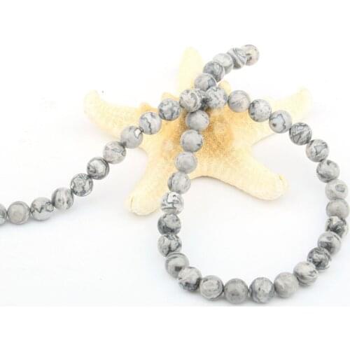 Round Natural Stone Beads Map Stone for Jewelry Making Beadwork DIY Bracelet Necklace 4/6/8/10/12mm