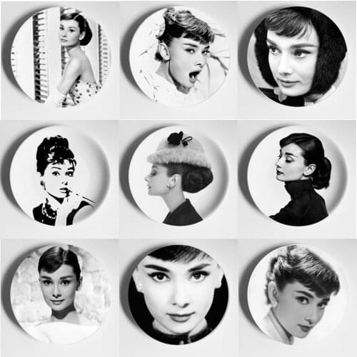 Audrey Hepburn Background Wall Plate Wall Decortaion Plate Decorative Plate Hangging Plate Decor Art Plate Ceramic Plate