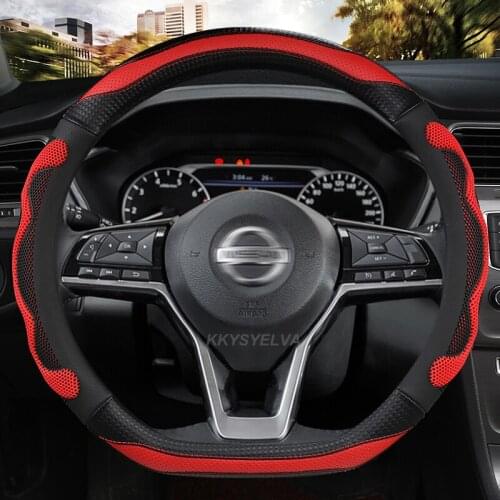Car Steering Wheel Cover D Type PU Leather For Nissan X-trail Qashqai Rogue Sport Rogue 2017 2018 2019 2020 2021 Altima Versa