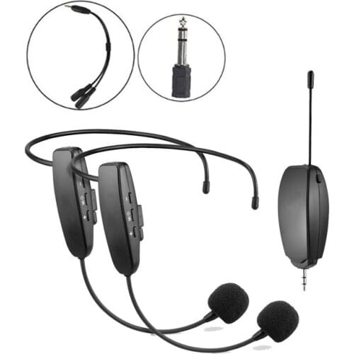 GAW-12 Wireless UHF Headset Microphone Headset Mics and 1 Receiver Voice Recording Mic for Phones Cameras Voice Speaker