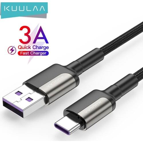 KUULAA USB Type C Cable For Samsung S10 S9 3A Fast USB Charging Type-C Charger Data Cable for Redmi Note 8 Pro USB-C Cabo Wire
