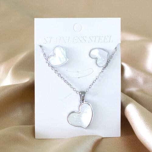 LUXUKISSKIDS New Design Heart Shape Stainless Steel Necklaces Sets For Woman Gold Necklace Earrings Jewellry Sets bijoux femme