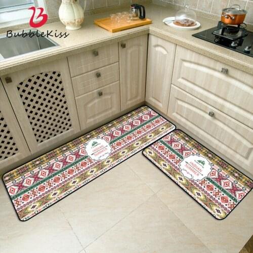 Bubble Kiss Ethnic Style kitchen Carpet Geometric Pattern Oil-Proof Kitchen Mat Home Entrance Rug Fashion Bedroom Decor Carpet