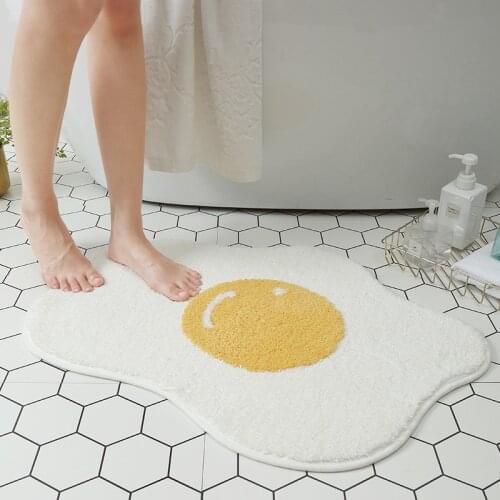 Poached Egg Shape Floor Mats Cartoon Non-slip Bathroom Doormat Entrance Area Rugs Washable Balcony Carpet Chidren Doormats