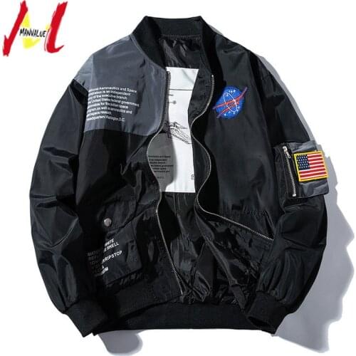 MANVALUE Popular Spring and Autumn Outwear Hip Hop College Coats Fashion Uniform Mens and Womens MA1 Pilot Suits Thin Jackets
