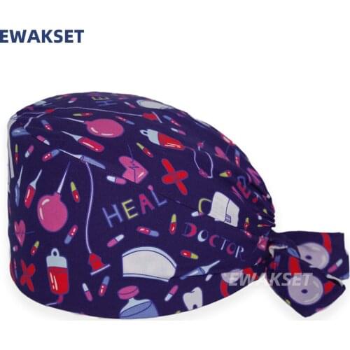 Medicals Scrub Cap Cotton Anime Printed Lab Beauty Salon Pet Clinic Nursing Hat Surgeon Dentist Working Surgicals Caps Unisex