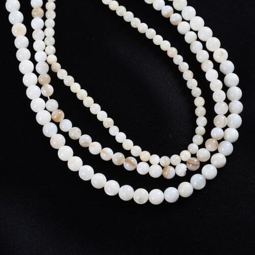 Cute White Natural Shell Stone Beads 4/5/6mm Fashion Loose Spacer Beads For Jewelry Making DIY Bracelet Necklace Accessories