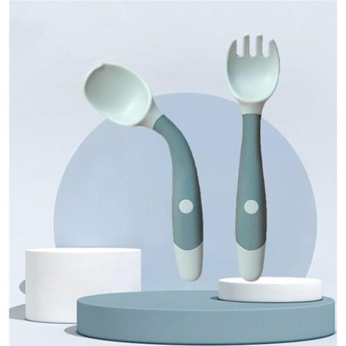 Silicone Spoon for Baby Utensils Set Auxiliary Food Toddler Learn To Eat Training Bendable Soft Fork Infant Children Tableware