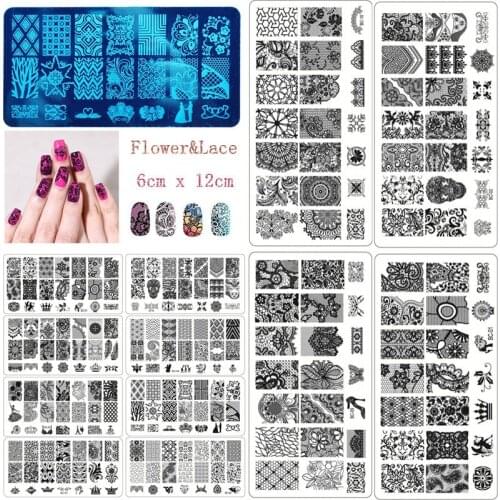2021 New Designs Rose Flower Nail Art Stamp Template Flower Mandala Butterfly Image Plate Nail Stamping Plate Manicure Tools