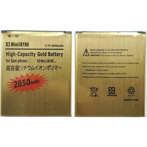 New High Quality 3 Pin 2850mAh Gold Battery For Samsung Galaxy S3 Mini i8190 ACE II 2 I8160 S7562 phone