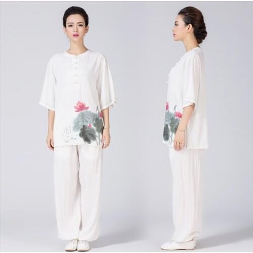 Ancient Wind Summer New Pattern Printing Flax Cotton Tai Chi clothes Tai chi Uniform Martial arts Suit Wushu Kung fu Clothes