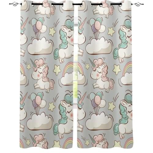 Cartoon Cloud Unicorn Window Curtains Home Decor Curtains for Living Room Bedroom Items Christmas Curtains