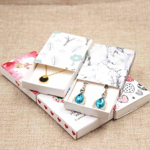 Dreamcatcher printed gift box Diy handmade gift box marble pattern necklace charm pendant/earring box 50pcs +50pc inner card