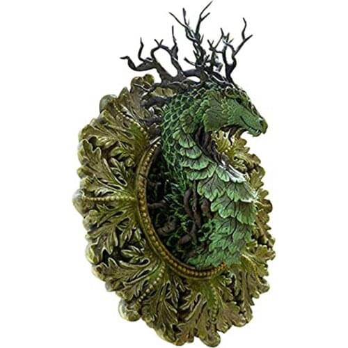 Forest Dragon Resin Statue Durable Waterproof Garden Decor Simulation Mirror Plant Dragon Crafts For Living Room Office13X5X16cm