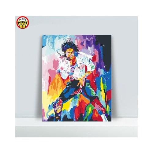 Painting by numbers art paint by number Dance king Jacksons moonwalk dance fashion DIY himself filled with color entertainmen