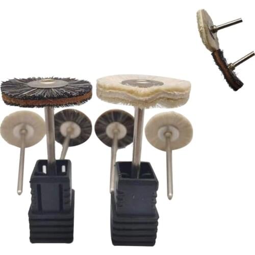 Dental Laboratory Polishing Brush Wheel Chamois Grey White Soft Goat Hair Lab Materials Rotary Tools Low Speed 2.35mm HP Shank