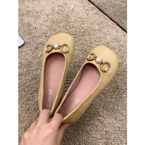 Womens Shoes Pumps 2021 New Style Spring and Autumn Fashion Shallow Mouth Pearl Soft Bottom Non-slip Low Heels