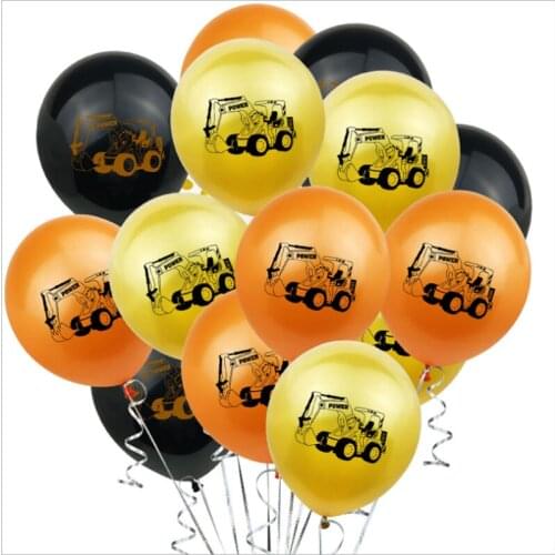 12-Inch Excavator Construction Vehicle Rubber Balloons Boy Building Theme Anniversary Birthday Party Decoration Supplies