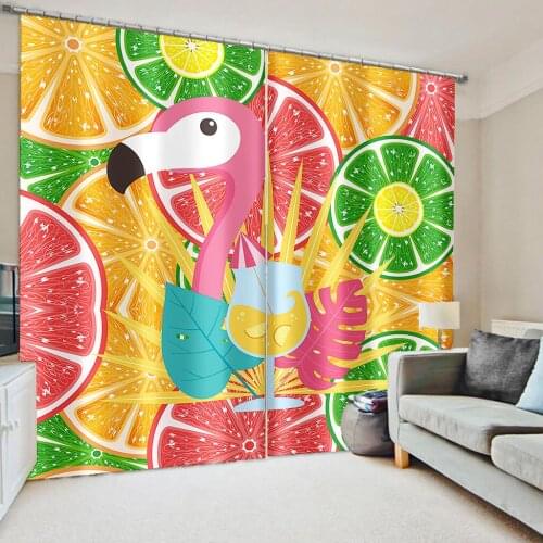 Fruit and Animal Print Adult Childrens Bedroom Living Room 90% Shading Fabric Custom Decorative Curtain with Hook Accessories