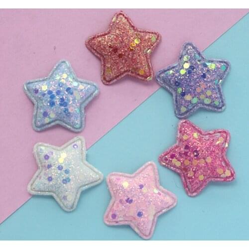 20pcs Shiny Fabric Padded Patches Glitter Star Appliques for Craft baby accessories Supplies DIY Hair Clips ornament