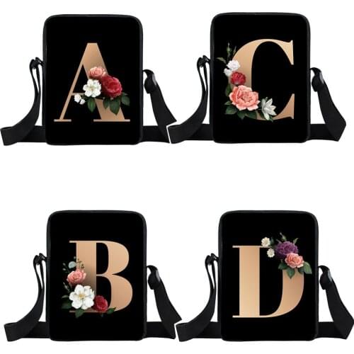 26 Initial Letter Flower Shoulder Bags A-Z Alphabet Women Handbags Bridesmaid Crossbody Bags Bridal Party Mini Messenger Bag