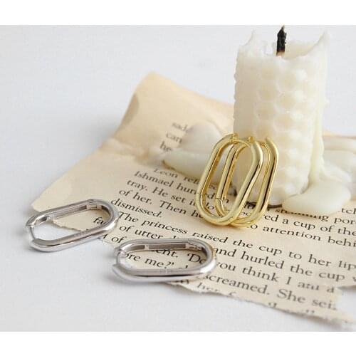 Silvology 925 Sterling Silver Oval Earrings Geometric Glossy Temperament 2019 Summer Drop Earrings For Women Fashionable Jewelry