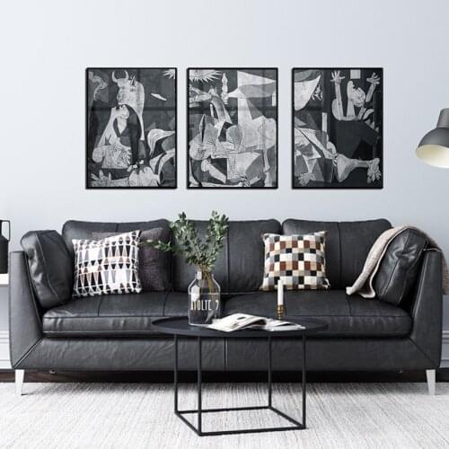 Picasso Famous Oil Painting Guernica Reproductions Canvas Art Poster Abstract Modernist Wall Picture Cuadros Home Decoration